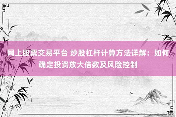 网上股票交易平台 炒股杠杆计算方法详解：如何确定投资放大倍数及风险控制
