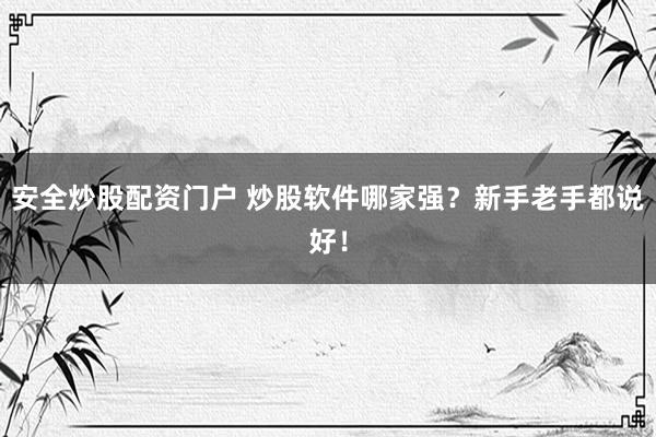 安全炒股配资门户 炒股软件哪家强？新手老手都说好！
