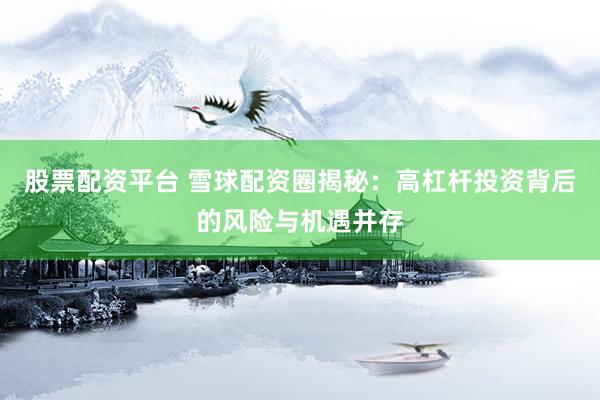 股票配资平台 雪球配资圈揭秘：高杠杆投资背后的风险与机遇并存