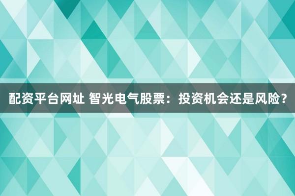 配资平台网址 智光电气股票：投资机会还是风险？