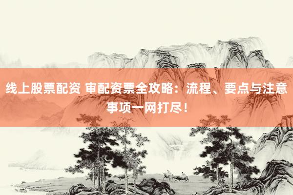 线上股票配资 审配资票全攻略：流程、要点与注意事项一网打尽！