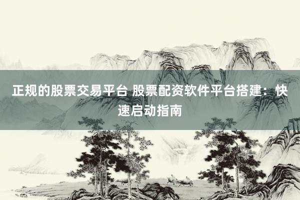正规的股票交易平台 股票配资软件平台搭建：快速启动指南