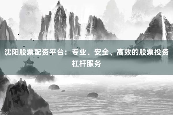 沈阳股票配资平台:专业、安全、高效的股票投资杠杆服务