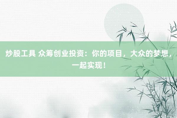 炒股工具 众筹创业投资：你的项目，大众的梦想，一起实现！