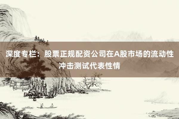 深度专栏：股票正规配资公司在A股市场的流动性冲击测试代表性情