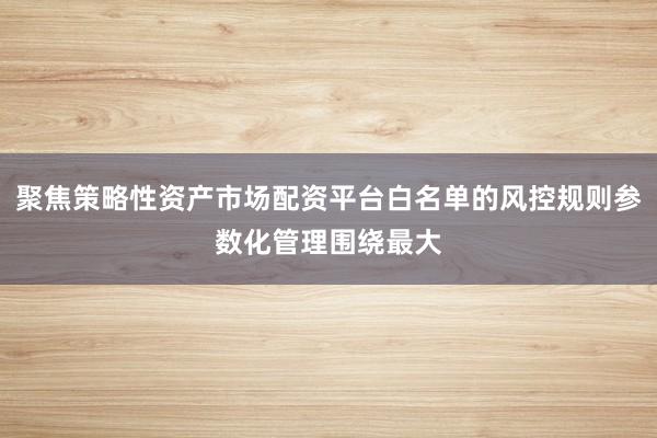 聚焦策略性资产市场配资平台白名单的风控规则参数化管理围绕最大