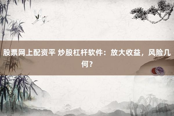 股票网上配资平 炒股杠杆软件：放大收益，风险几何？