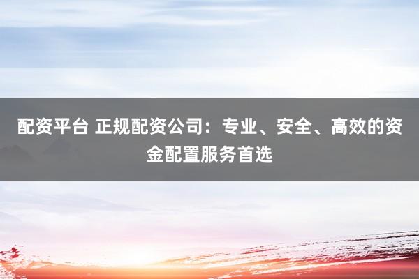 配资平台 正规配资公司:专业、安全、高效的资金配置服务首选