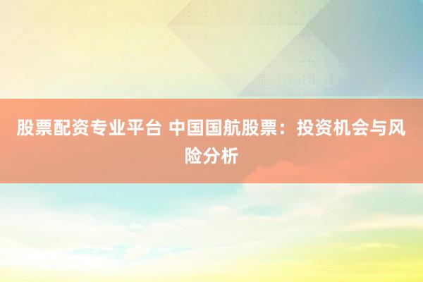 股票配资专业平台 中国国航股票:投资机会与风险分析